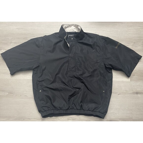 Dryjoys by Footjoy Men’s black  Short Sleeve Pullover Windbreaker Jacket Large - Picture 1 of 12